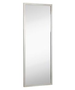 Hamilton Hills 18x48 inch Brushed Silver Metal Frame Full Length Mirror | Commercial Industrial Contemporary Rectangle Mirrors | Wall Mounted Mirror for Bathroom Vanity | Hangs Horizontal & Vertical