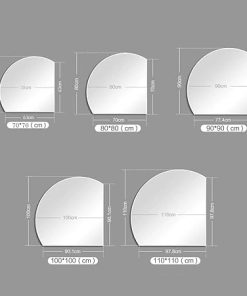 40inch Large Bathroom Mirror Half Moon Backlit Wall Mirror Frameless Anti-Fog Vanity Mirror 3 Colors Light Smart Full Length Mirror Modern Semicircle Dressing Mirror(Left Under cut,80cm/32in 2