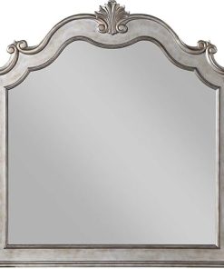 Acme Esteban Wooden Mirror with Arched Top in Silver