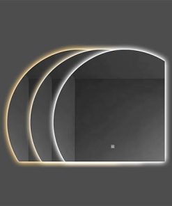 Fashion Semicircle Smart Bathroom Mirror,LED Wall Mirror,Modern Frameless Decorative Mirror,Smart Touch Makeup Mirror,50cm,60cm,70cm,80cm,HD,3 Colour Lights,Dimmable,Me(Size:80cm,Color:Right undercut) Fashion Semicircle Smart Bathroom Mirror,LED Wall Mirror,Modern Frameless Decorative Mirror,Smart Touch Makeup Mirror,50cm,60cm,70cm,80cm,HD,3 Colour Lights,Dimmable,Me(Size:80cm,Color:Right undercut)