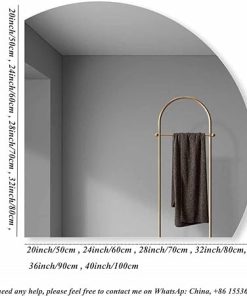 EUROO 36″ Half Moon Wall Mirror, Anti-Fog Bathroom Mirror, Led Vanity Mirror with White/Warm Light, Backlit Decorative Mirror for Entryway, Explosion Proof (Color : Warm Light, Size : 32″_Right UNDE 2