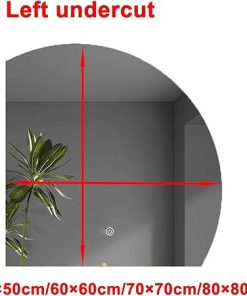 LED Illuminated Fashion Semicircle Bathroom Mirror,Wall Mount Makeup Mirror,LED HD Smart Mirror,Single Touch+Three-Color Light+Stepless Dimming+Explosion-Proof(Size:80cm,Color:Left Undercut) 2