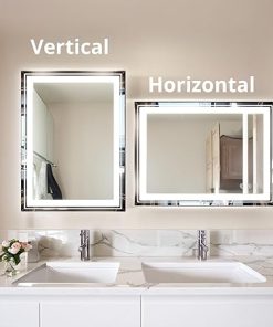 Bathroom Mirror with Lights 36×28 Inch Anti-Fog Shatter-Proof Wall-Mounted Vanity Mirrors with Frontlit & Backlit, 3 Dimmable Light Color Options, Hangs Horizontally or Vertically 2