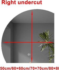 Fashion Semicircle Smart Bathroom Mirror,LED Wall Mirror,Modern Frameless Decorative Mirror,Smart Touch Makeup Mirror,50cm,60cm,70cm,80cm,HD,3 Colour Lights,Dimmable,Me(Size:80cm,Color:Right undercut) 2