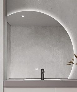 1/4 Round Bathroom Smart Wall Mirror, Half Moon LED Mirror, Backlit Semi-Circle Frameless Entrance Mirror, Anti-Fog & Dimmable(Left Under Cut,100cm) 2