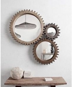 Mercana Cog Wall Mirror, 35″ x 4″, Light Brown 2