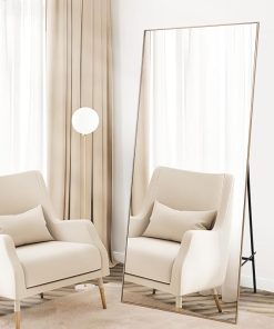 Full Length Mirror 71 * 31, Oversized Full-Body Hanging or Leaning Rectangle Mirror, Aluminum Alloy Thin Frame Floor Mirror for Bedroom, Living/Dressing Room, Gym, Gold 2