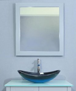 Home Decorative Mirror 27 x 30 INCH Wood Frame Wall Mounted Mirror Rectangle Bathroom Livingroom Mirror (Grey) 2