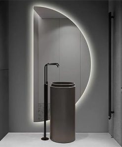 Frameless Half Circle Wall Mounted Mirror – Modern Decorative Mirror for Bathroom & Living Room – HD, 3 Colour Lights, Dimmable, Memory (40cm x 80cm, Left) Frameless Half Circle Wall Mounted Mirror - Modern Decorative Mirror for Bathroom & Living Room - HD, 3 Colour Lights, Dimmable, Memory (40cm x 80cm, Left)