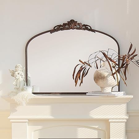 Micasso Vintage Mirror, 29″x 36″ French Baroque Antique Arched Wall Mounted Mirror, Decorative Bronze Ornate Entryway Mirror for Wall Décor, Living Room, Hallway 2 Micasso Vintage Mirror, 29"x 36" French Baroque Antique Arched Wall Mounted Mirror, Decorative Bronze Ornate Entryway Mirror for Wall Décor, Living Room, Hallway - Image 2