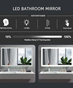 40″ LED Lighted Illuminated Bathroom Vanity Wall Mirror with Anti-Fog Function, White Mirrors 40 x 24 in E-CK010-W2 (40 x 24” with Anti-Fog Function) 2