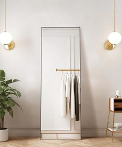 Full Length Rectangle Mirror 65″x24″ – Black Vanity Wall Mirror With Frosted Metal Frame, Anti-Rust Tempered Glass for Bathroom, Bedroom, Entryway, Living Room Decor 2