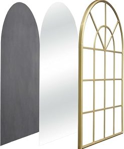 Twin Lakes Wall Mounted Mirror, Gold Arched Window Mirror with Metal Frame, Cathedral Mirror for Living Room, Bedroom, 41.5” 2