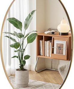 ANDY STAR Oval Gold Mirror, 22x30'' Brushed Gold Oval Mirror for Bathroom, Oval Wall Mirror for Btahroom Gold Vanity Mirror in Stainless Steel Frame Wall Mount Horizontal or Vertical