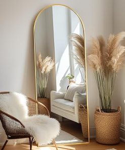 Full Length Mirror 57" x 20" Arched Floor Mirror Hanging Mounted Mirrors Full Body Mirrors with Stand Simple Home Decor for Bedroom, Dressing Room, Gold