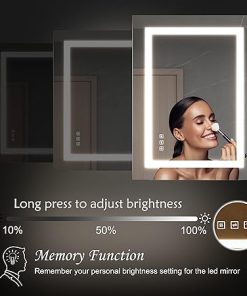 28×36 LED Bathroom Mirror Smart Dimmable and Anti-Fog Wall-Mounted Vanity Mirror Vertical/Horizontal 2