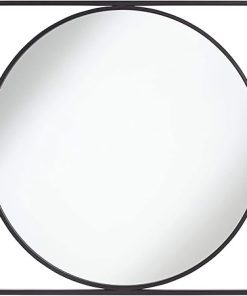 Uttermost Revel Square Vanity Decorative Wall Mirror Modern Minimalist Matte Black Metal Double-Frame 34″ Wide for Bathroom Bedroom Living Room Home House Office Entryway 2