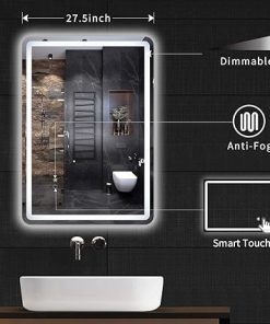 Simple Deluxe 36 x 28 Inch Large Wall Anti-Fog Dimmable LED Bathroom Vanity Makeup Mirror with White/Warm Light（Horizontal/Vertical）, Transparent 2