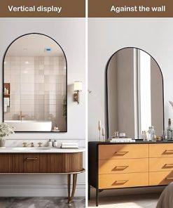SILD Arched Wall Mirror 30 x 40 Inch Black Bathroom Mirror Large Modern Vanity Mirror with Aluminum Frame,Wall-Mounted Mirrors for Living Room Bedroom Entryway Hallway,Hanging or Leaning Against Wall 2