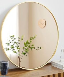 Sweetcrispy Gold Round Wall Mirror 30 Inch, Bathroom Mirrors for Over Sink, Circle Mirror for Bathroom, Entryway, Bedroom, Vanity