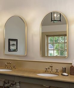 ANDY STAR Brass Mirror, 20×30 Gold Arched Mirror, Brass Bathroom Mirrors for Wall, Gold Vanity Mirror in SUS304-Anti-Rust, Seamless Tube Metal Frame, Wall-Mounted Vertical 1’’ Deep 2
