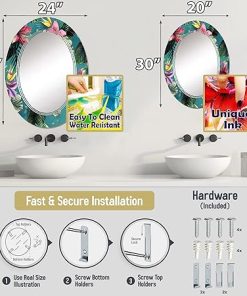 Designart ‘Watercolor Geometric Swatch Element IV’ Mid-Century Mirror Framed Mirrors, Large Oval or Round Wall Mirror, Decorative Wall Mirrors, Modern Wall Mirrors, 24×32 inches, Blue Mirror 2