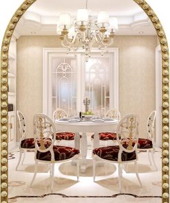 Arched Mirror for Wall, 24"x36" Gold Arch Bathroom Vanity Mirror, Metal Floral Frame Decorative Arch Wall Mirror, Antique Gold Arched Mirror for Washroom, Bedroom, Entryway, Living Room