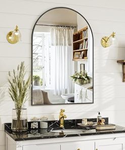 24x36 Arch Wall Mirror, Black Bathroom Mirrors for Over Sink, Metal Frame Wall Decor for Entryway, Bedroom, Living Room