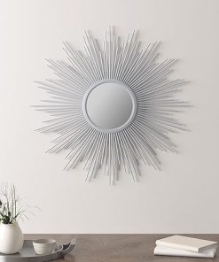 Madison Park Wall Décor Fiore Metal Sunburst Mirror for Living Room – Home Accent, Ready to Hang Bedroom Decoration, 29.5″ Diameter, Silver 2
