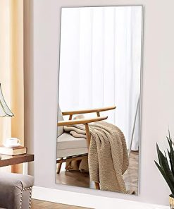 NeuType 47″x22″ Full Length Mirror Aluminum Alloy Frame Wall-Mounted Mirror for Living Room, Bedroom, Entry, Hanging or Leaning Against Wall, Full Length Mirror for Wall, Silver (No Stand) 2
