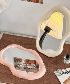 Cloud Mirror Irregular Makeup Mirror, Desktop or Wall-Mounted Decorative Mirror Bathroom Bedroom Dressing Beauty Mirror (Green) 2