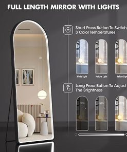 Hasipu 65″ X 24″ Full Length Mirror with Lights, Black Frame Arch Led Mirror Full Length and 3 Colors Temperatures & Brightness Adjustable,Light Up Mirror Full Body for Bedroom Cloakroom Living Room 2