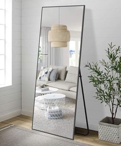 NeuType Full Length Dressing Mirror with Standing Holder 59″x20″ Large Rectangle Bedroom Floor Mirror Wall-Mounted Mirror Hanging Leaning (Black) 2