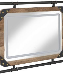 Furniture of America Karin Metal Wall Mirror with LED Light in Brown 2