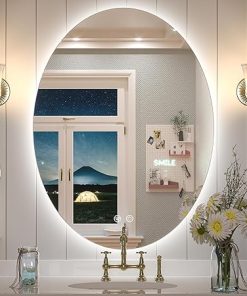 Keonjinn 24 x 32 Inch LED Oval Mirror Backlit Bathroom Mirror Dimmable Lighted Vanity Mirror Anti-Fog Wall Mounted Makeup Mirror with Lights Keonjinn 24 x 32 Inch LED Oval Mirror Backlit Bathroom Mirror Dimmable Lighted Vanity Mirror Anti-Fog Wall Mounted Makeup Mirror with Lights
