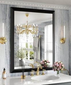Amorho Black Bathroom Mirror, 28×36 Inch Thick Metal Framed Wall Mirrors for Over Sink, Bedroom, Living Room, Entryway, Rectangle Wall-Mounted Mirrors(Horizontal/Vertical). Amorho Black Bathroom Mirror, 28x36 Inch Thick Metal Framed Wall Mirrors for Over Sink, Bedroom, Living Room, Entryway, Rectangle Wall-Mounted Mirrors(Horizontal/Vertical).